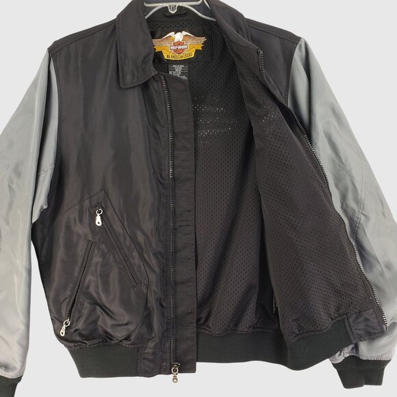 Vintage Harley-Davidson Bomber Jacket With Embroidered Logos Zip Pockets Mens M - Picture 6 of 12